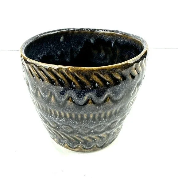 Glazed Batik Style Vessel Blue - Picture 2 of 7
